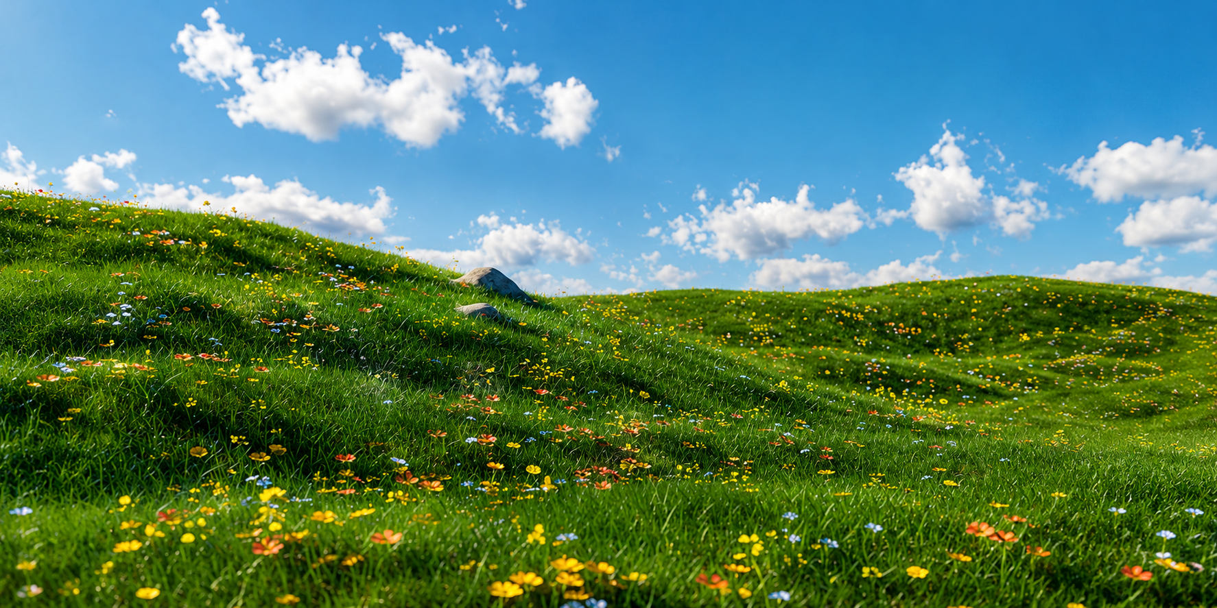 Scenic green hills landscape background